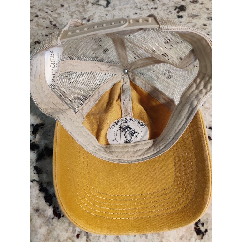 Port Aransas, Texas Hat Cap, Salt Creek Apparel. Yellow Canvas and Mesh Snapback - Picture 6 of 7
